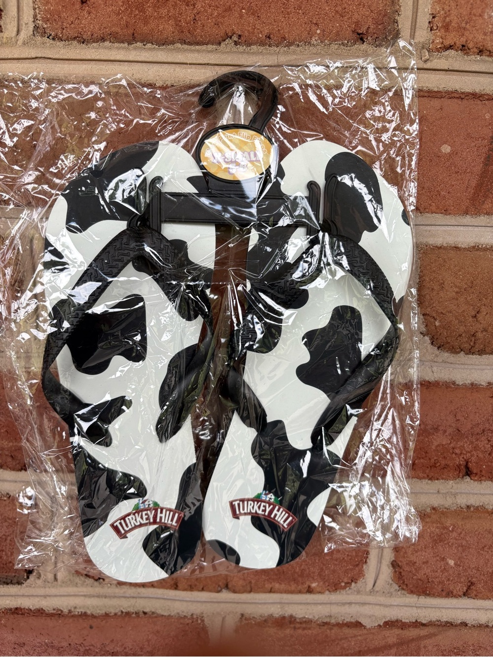 Women's Black & White Cow Print Flip Flop Sandals Turkey Hill ice cream